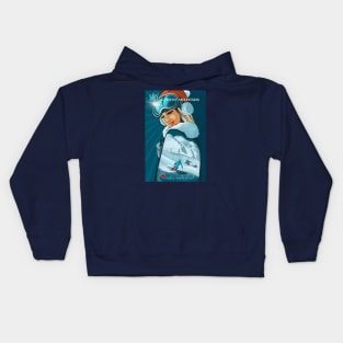 Retro Travel poster Ski Bunny Rocky Mountains Kids Hoodie